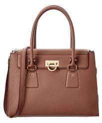 salvatore ferragamo lotty gancio medium leather tote in brown modesens