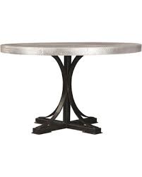 This mid century round dining table will add function and charm to your home. Spectacular Deals On Rochelle Collection 107550 50 Dining Table With Bohemian Style Pedestal Base Round Shape Hand Hammered Metal Top And Iron Construction In Zinc
