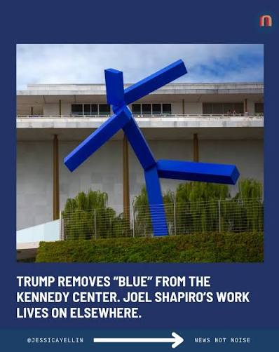 Today, another piece of the Kennedy Center came down. Crews removed Joel Shapiro's 24-foot sculpture, “Blue,” just seven years after it was installed outside The REACH. The move comes as a Trump-aligned