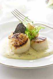 Seared Scallops In Black Truffle Beurre Blanc Sauce Recipe In 2020 Scallops Seared Truffle Sauce Seafood Recipes