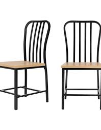 Macy's star rewards · earn on every purchase · curbside pickup Donnelly Black Metal Dining Chair With Natural Finish Wooden Seat Set Of 2 Low Tide Liquidation