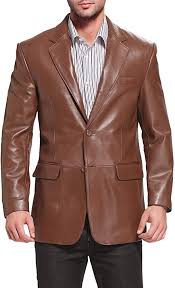 Bgsd Men S Richard Classic 2 Button Lambskin Leather Blazer Cognac Medium At Amazon Men S Clothing Lambskin Leather Blazer Lambskin Jacket Mens Leather Blazer