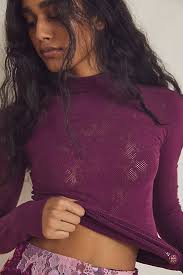 Intimately Note To Self Long Sleeve In Wine Diamonds