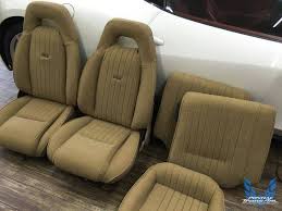 Upper door panel chrome buckles. 1982 Pontiac Trans Am Camel Tan Doeskin Upholstery Fabric Oem Quality
