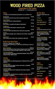 Wood Fired Pizza Menu In 2020 Pizza Menu Wood Fired Pizza Fire Pizza