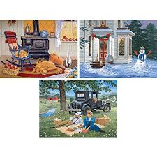 4.8 out of 5 stars. Bits And Pieces Set Of Three 3 300 Piece Jigsaw Puzzles For Adults Season Collection 300 Pc Spring Fall And Winter Jigsaws By Artist John Sloane Walmart Canada