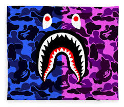Baby pink camo , woodland digital camo. Bape Shark Teeth Camo Blue Pink Fleece Blanket For Sale By Shezan Kiska