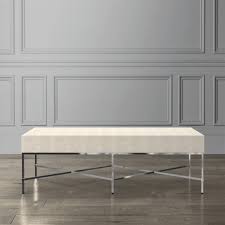 The exotic texture of rayfish skin, or shagreen, has made it a favorite of designers since the 1700s, when it was used to bind books and cover trunks. Cream Faux Shagreen Coffee Table Williams Sonoma