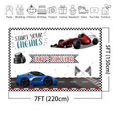 Another cars themed bedroom featuring colors that we usually see in the racing track. Racing Car Backdrop 185 X 110cm Race Car Themed Birthday Party Decorations For Boys Kids Car Party Supplies Large Wall Banner Photography Background Room Decor Party Supplies Toys Games Cristap Pl