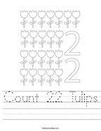What colors will each number have? Trace And Color The Number 22 Worksheet Twisty Noodle