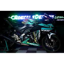 Cara mudah rawat motor yang pakai stiker tiga pemain besar di segmen ini yaitu kawasaki, honda dan yamaha tetap memakai banderol sama seperti bulan lalu. Buy Cr Decals Yamaha R15 V3 Full Body Wrap Custom Decals Stickers Vr46 Shark Edition Kit Ocean Blue For Bike 10 Inches 25 4 Cm Online Get 52 Off