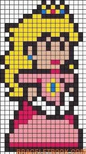 Princess Peach Mario Sprite Grid Pixel Art Pattern Perler Bead Mario Perler Bead Art