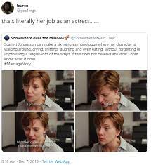 Dec 18, 2019 · johansson's character, nicole, is an actress in the midst of a divorce from her director husband, charlie (adam driver). Her Job Marriage Story Know Your Meme
