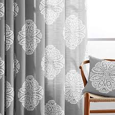 Newmali silk viscose white curtain panel. Treatmentex White Grey Print Sheer Curtains For Bedroom 63 Short Medallion Window Draperies With Floral Curtain Panels Buy Online In Botswana At Botswana Desertcart Com Productid 140974520