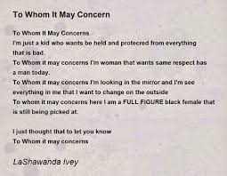 To Whom It May Concern