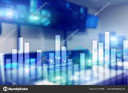 Financial Graphs Charts Blurred Business Center Background