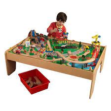 100 piece wooden train set table with reversible car play table & drawer. Kidkraft Waterfall Mountain Train Set Table With 120 Accessories Included Walmart Com Train Set Table Wooden Train Table Train Table