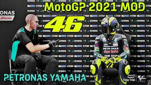 Juga karena pertimbangan jasa jasa vale ke yamaha, empat gelar dunia dan 56 kemenangan motogp untuk pabrikan berlogo garpu tala ini. Motogp 2021 Mod L Valentino Rossi First Time In Petronas Yamaha Youtube