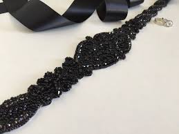 Black Beaded Sash Black Beaded Belt Black Bridal Belt Black Rhinestone Belt Black Wedding Belt Black Bridal Black Rhinestone Beaded Sash Belt Beaded Belt