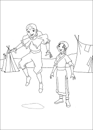 Avatar coloring pages coloring pages. Aang With Katara Coloring Page Free Printable Coloring Pages For Kids