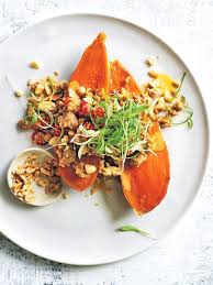 Turkey Satay Jacket Sweet Potatoes Sweet Potato Recipes Healthy Stuffed Sweet Potato Healthy Easy Potato Recipes