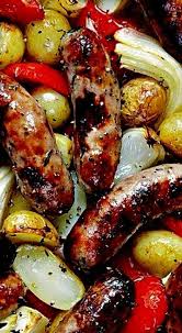 Mary Berry S Absolute Favourites Roasted Sausage And Potato Supper Italian Sausage Recipes Sausage Dishes Pork Recipes