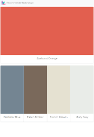 Starburst Orange Bachelor Blue Fallen Timber French Canvas Misty Gray Paint Colors Benjamin Moore Perfect Paint Color Paint Color Palettes