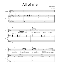 All of me lyrics piano. All Of Me John Legend Piano Voice Sheet Music For Piano Vocals Piano Voice Musescore Com