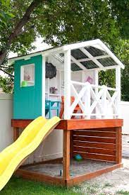 Awesome Small Backyard Playground Landscaping Ideas 27 Landscapingideas Wooden Outdoor Playhouse Backyard For Kids Backyard Playhouse