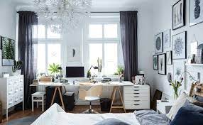 Want to create your workplace with a lot of drawer storage at a low cost? 9 Bedroom Office Ideas That Will Inspire You To Get Sh T Done Hunker Guest Bedroom Home Office Home Office Bedroom Bedroom Office Combo