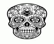 Tête de mort avec un sombrero à colorier. Coloriage Personnages Halloween Dessin Halloween A Imprimer