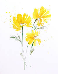 Original Watercolor Yellow Flower Painting Abstract Etsy Yellow Flower Art Abstract Flower Painting Watercolor Flowers Paintings