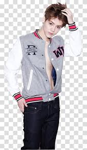 Luhan Render Man In Gray Jacket Transparent Background Png Clipart Hiclipart A hipster man with gray hair and a beard in a leather biker jacket with a cup of coffee. hiclipart