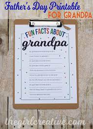 Download Fun Facts About Grandpa Grandpa Birthday Father S Day Printable Grandpa Birthday Gifts
