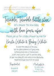 Baby Shower By Mail Invitation Printable Long Distance Shower Invitation Virtual Baby Shower Invite Twinkle Twinkle Shower Invite Virtual Baby Shower Invitation Virtual Baby Shower Ideas Long Distance Baby Shower Invitations