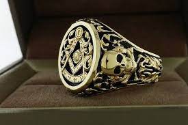 Past Master Masonic Ring With Floral Leaf Work Design Solid 10k Gold Masonic Ring Masonic Jewelry Masonic Ring Vintage