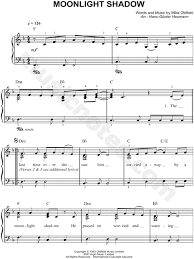Mike Oldfield Moonlight Shadow Sheet Music In D Minor Transposable Download Print Sku Mn0126431