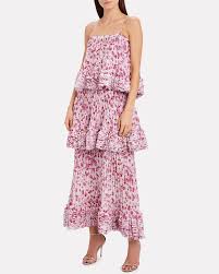 Nicola Floral Tiered Dress In 2020 Tiered Dress Floral Silk Shirt Floral Midi Skirt