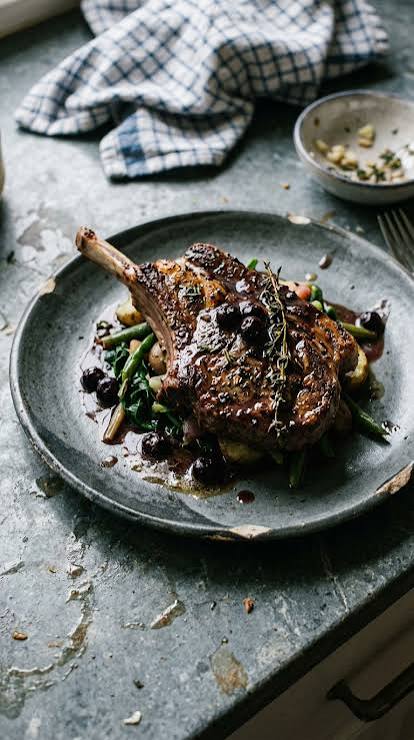 Lamb Chops with Blueberry-Balsamic Reduction