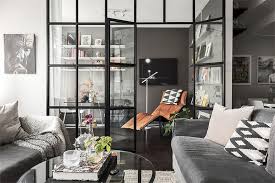 Modern glass wall systems for interior commercial offices. Black And White Apartment With Home Office Behind Glass Partition Photos Ideas Design