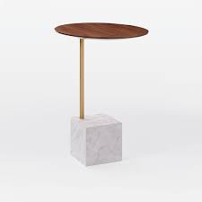 Cube C Side Table Walnut White Marble Walnut Side Tables Cube Side Table Side Table