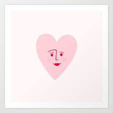 Happy Pink Heart Art Print Heart Art Print Heart Art Heart Wall Art