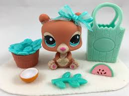 Littlest Pet Shop Ultra Rare Tan Bear 2109 W Shopping Bag Accessories Euc Hasbro Petshop Accessoires