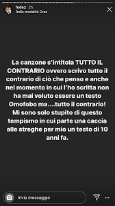 Le canzoni di mengoni io le adoro e i politici italiani fanno il loro lavoro non mi piace belen perché c'ha i denti a castoro e ogni quadro di picasso è un capolavoro e non è vero che hanno ucciso aldo moro aveva solo la camicia sporca di pomodoro ogni consiglio che mi. Fedez Ribatte A Tiziano Ferro L Omofobia E Importante Solo Quando Si Presentano I Dischi
