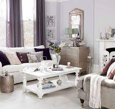 Chic Living Room With White Lavender Plum Gray And Silver Accents Purple Living Room Mauve Living Room Living Room Grey