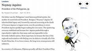 Aquino was an imperfect leader but he planted the seeds of our country's economic recovery and thank you, pnoy. Aquino Lands On Time S 100 Most Influential