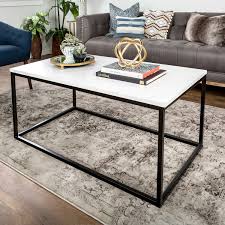Sofa tables (the console table that sits behind the sofa) should be no taller than the height of the back of the sofa and can be nearly the length of the sofa (allow at least 6 inches from either end of the sofa). Walker Edison Furniture Co 42 Inch Mixed Material Coffee Table Marble C42lwsqmb Bellacor