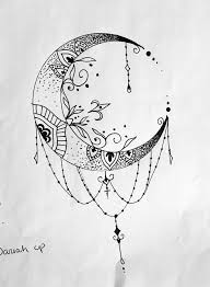 Black And White Dream Catcher Art Dream Catcher Moon Black Pen Line Art Wall Candy Art Line Art
