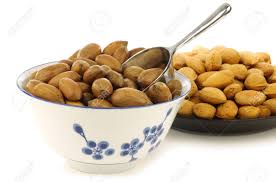 Tasty Pecan Nuts In A Ceramic Bowl And Almonds On A Black Plate.. Stock  Photo, Picture And Royalty Free Image. Image 15106108.