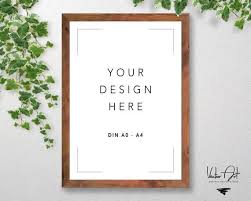 A0 A4 Vertical Wood Frame Mockup Picture Frames Wood Frame Etsy Frame Mockups Digital Frame Frame